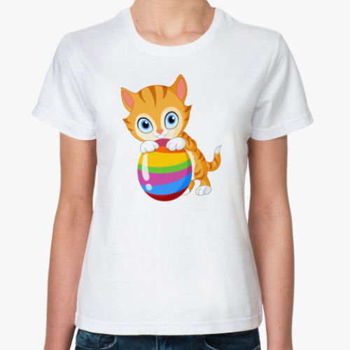 Классическая футболка Котик с мячиком