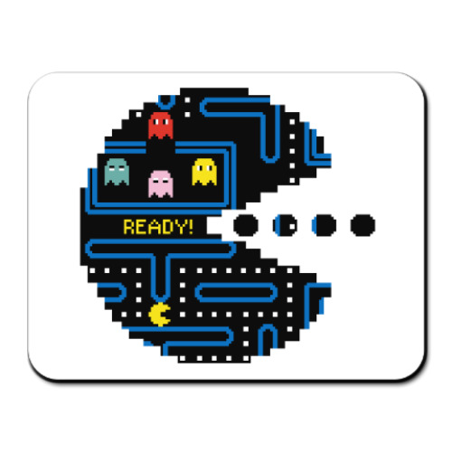 Коврик для мыши Pac-Man. PacMan. ПакМан. ПакМен. Pixels. Ready!