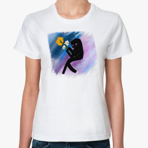 Классическая футболка Эндермен с цветами