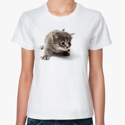 Классическая футболка Любопытный котенок