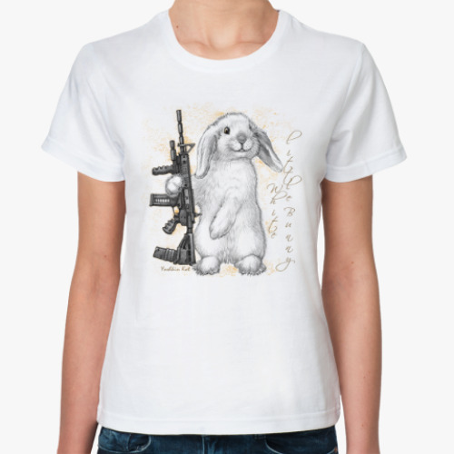 Классическая футболка Маленький белый зайчик