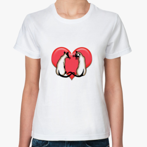 Классическая футболка Влюбленные сиамы