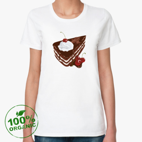 Женская футболка из органик-хлопка Торт Черный лес