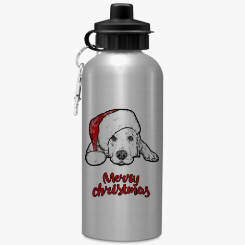 Спортивная бутылка/фляжка Собака Санта